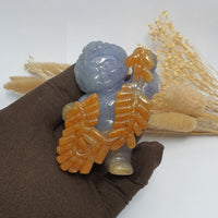 [Very Rare] Translucent Icy Brilliant Lavender with Orange Jadeite “Prosperity Children” (JAM000855) 10