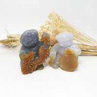 [Very Rare] Translucent Icy Brilliant Lavender with Orange Jadeite “Prosperity Children” (JAM000855) 1
