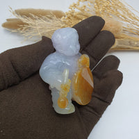 [Very Rare] Translucent Icy Brilliant Lavender with Orange Jadeite “Prosperity Children” (JAM000855) 5