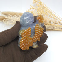 [Very Rare] Translucent Icy Brilliant Lavender with Orange Jadeite “Prosperity Children” (JAM000855) 8
