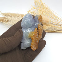 [Very Rare] Translucent Icy Brilliant Lavender with Orange Jadeite “Prosperity Children” (JAM000855) 9