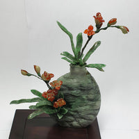 Translucent Icy Orangey Red Jadeite "Orchid Éternelle" Ornament (JAM000862) 1