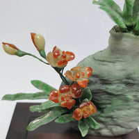 Translucent Icy Orangey Red Jadeite "Orchid Éternelle" Ornament (JAM000862) 4