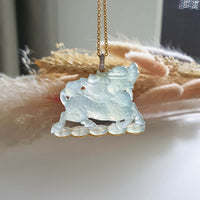 [Very Rare] Highly Translucent Icy Jadeite "The Majestic Kylin" Pendant (SJB000689) 3