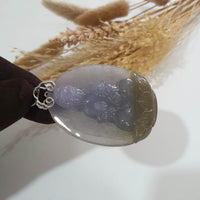 [Rare] A Good Translucency Icy Bi-Colour Jadeite "Fearless Goddess of Mercy" Pendant (SJB000694) 7