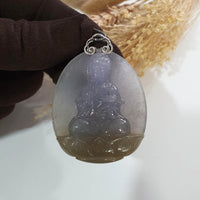 [Rare] A Good Translucency Icy Bi-Colour Jadeite "Fearless Goddess of Mercy" Pendant (SJB000694) 3