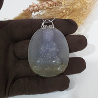 [Rare] A Good Translucency Icy Bi-Colour Jadeite "Fearless Goddess of Mercy" Pendant (SJB000694) 10