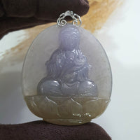 [Rare] A Good Translucency Icy Bi-Colour Jadeite "Fearless Goddess of Mercy" Pendant (SJB000694) 9