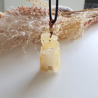 Good Translucency Icy Yellow "Auspicious Wealth Pixiu" Pendant (JAB004558) 7