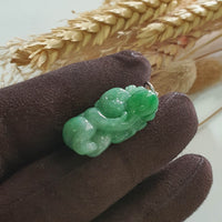 Translucent Bright Green Jadeite “Auspicious Monkey” Pendant (SJB001500) 2