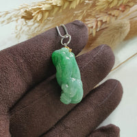 Translucent Bright Green Jadeite “Auspicious Monkey” Pendant (SJB001500) 3
