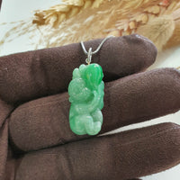 Translucent Bright Green Jadeite “Auspicious Monkey” Pendant (SJB001500) 1