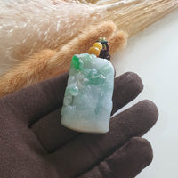 [Rare] Translucent Green with Brilliant Apple Green Jadeite Carved "Squirrels & Bountiful Harvests" (JAM000488) 4