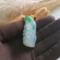 [Rare] Translucent Green with Brilliant Apple Green Jadeite Carved "Squirrels & Bountiful Harvests" (JAM000488) 6