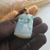 [Rare] Translucent Green with Brilliant Apple Green Jadeite Carved "Squirrels & Bountiful Harvests" (JAM000488) 2