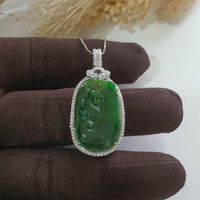 Translucent Brilliant Green Jadeite "Ruyi of Happiness" Pendant (SJB002319) 5