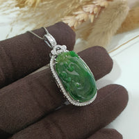 Translucent Brilliant Green Jadeite "Ruyi of Happiness" Pendant (SJB002319) 3