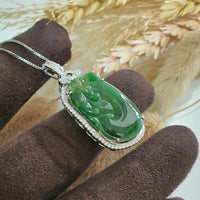 Translucent Brilliant Green Jadeite "Ruyi of Happiness" Pendant (SJB002319) 8