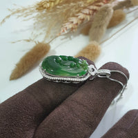 Translucent Brilliant Green Jadeite "Ruyi of Happiness" Pendant (SJB002319) 4
