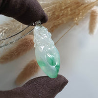 Highly Translucent Icy and Apple Green Jadeite "Prosperity" Pendant (SJB002453) 6