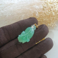 Translucent Icy Apple Green Jadeite “Auspicious Cabbage” Pendant (SJB002735) 3