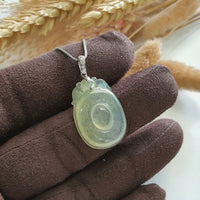 Highly Translucent Icy Yellow with Green Jadeite “Imminent Blessing” Pendant (SJB002788) 2