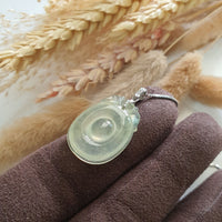 Highly Translucent Icy Yellow with Green Jadeite “Imminent Blessing” Pendant (SJB002788) 4