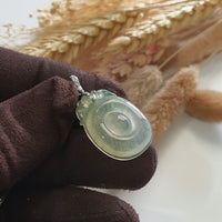 Highly Translucent Icy Yellow with Green Jadeite “Imminent Blessing” Pendant (SJB002788) 5