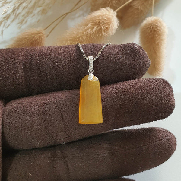 [Rare] Good Translucency Icy Brilliant Yellow Jadeite “The Bliss" Pendant (SJB002819) 1