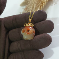Translucent Icy Orange Red Jadeite "Memento Mori" Pendant (SJB002921) 6