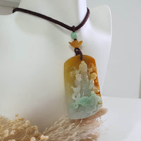 [Very Rare] Good Translucency Icy Brilliant Tri-Colour "God of Fortune" Pendant (JAB007177) 9