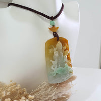 [Very Rare] Good Translucency Icy Brilliant Tri-Colour "God of Fortune" Pendant (JAB007177) 10