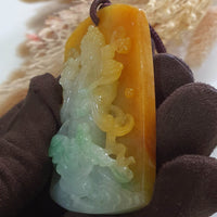 [Very Rare] Good Translucency Icy Brilliant Tri-Colour "God of Fortune" Pendant (JAB007177) 5