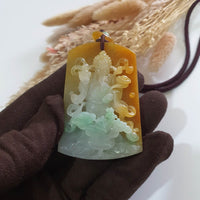 [Very Rare] Good Translucency Icy Brilliant Tri-Colour "God of Fortune" Pendant (JAB007177) 1
