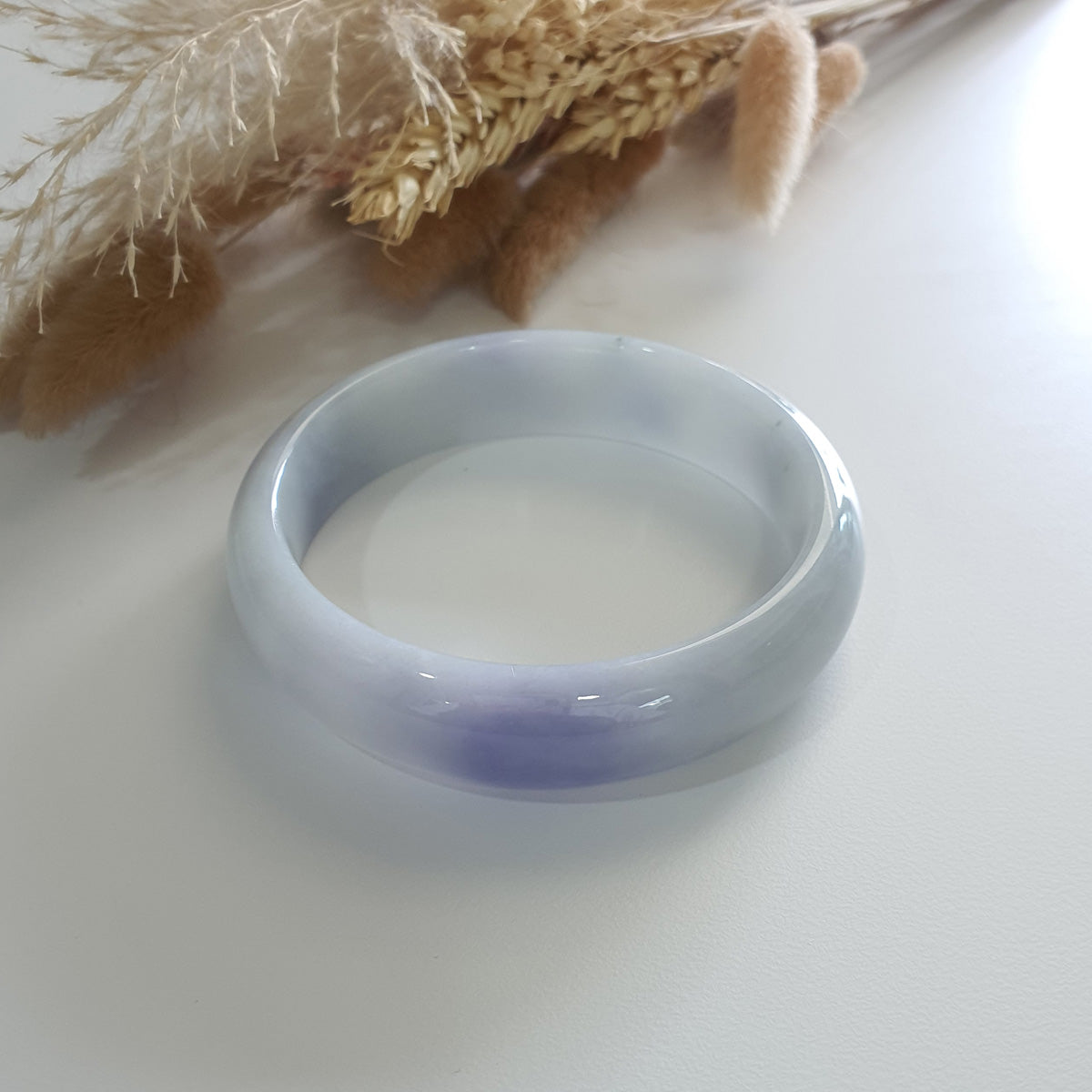 Translucent Blue Lavender Jadeite Bangle (JAC002611) 1