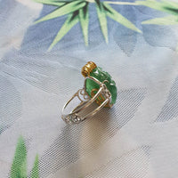 Good translucency Icy Green “Auspicious Three-Legged Toad” Wealth Ring (SJD000219) 6