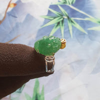 Good translucency Icy Green “Auspicious Three-Legged Toad” Wealth Ring (SJD000219) 2