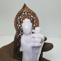[Rare] Translucent Lavender Jadeite "Child Granting Guanyin" Ornament (SJK000119) 9