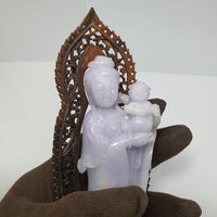 [Rare] Translucent Lavender Jadeite "Child Granting Guanyin" Ornament (SJK000119) 2