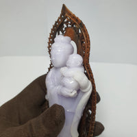 [Rare] Translucent Lavender Jadeite "Child Granting Guanyin" Ornament (SJK000119) 3
