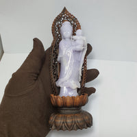 [Rare] Translucent Lavender Jadeite "Child Granting Guanyin" Ornament (SJK000119) 4