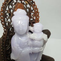 [Rare] Translucent Lavender Jadeite "Child Granting Guanyin" Ornament (SJK000119) 5