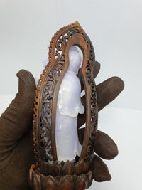 [Rare] Translucent Lavender Jadeite "Child Granting Guanyin" Ornament (SJK000119) 7