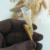 Highly Translucent Icy and Yellow Jadeite “Golden Phoenix” Hairpin (SJK000274) 3