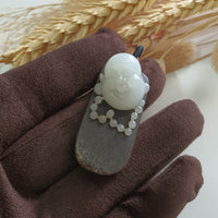 Translucent White Nephrite Monolith “Laughing Buddha” Pendant (SNJ000312) 3