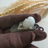 Translucent White Nephrite Monolith “Laughing Buddha” Pendant (SNJ000312) 6