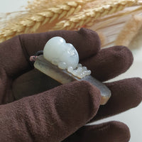 Translucent White Nephrite Monolith “Laughing Buddha” Pendant (SNJ000312) 7